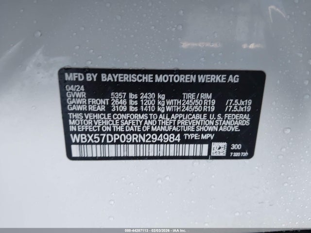 WBX57DP09RN294984 BMW X3 Xdrive30i