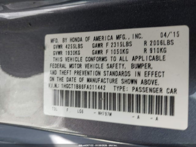 1HGCT1B86FA011442 Honda Accord Ex-l
