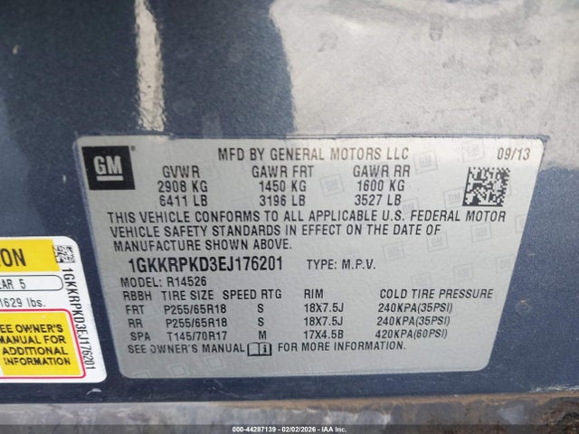 1GKKRPKD3EJ176201 GMC Acadia Sle-2