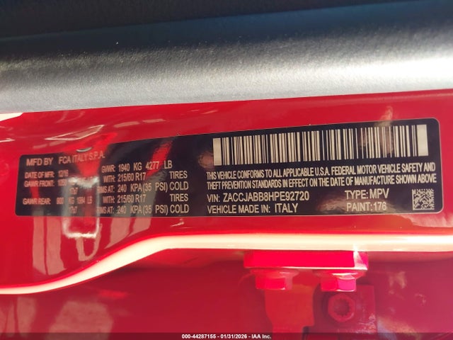 ZACCJABB8HPE92720 Jeep Renegade Latitude Fwd