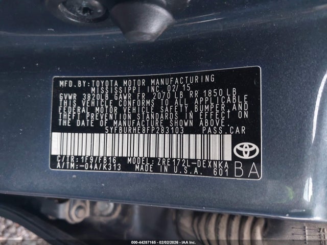 5YFBURHE8FP283103 Toyota COROLLA LE