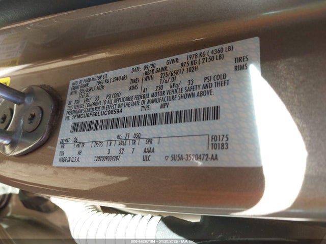 1FMCU0F60LUC08594 Ford ESCAPE S