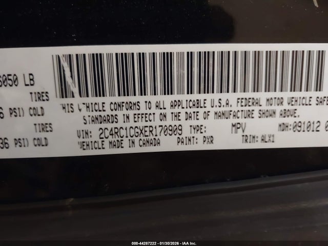 Продажа на аукционе авто 2014 Chrysler Town & Country Touring-l, vin: 2C4RC1CGXER170909, номер лота: 44287222