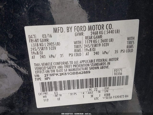 2016 FORD EDGE 2FMPK3K81GBB42889 Photo 8