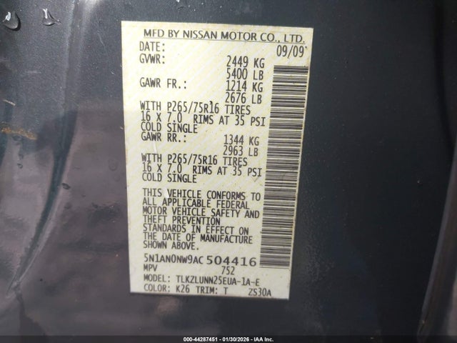 2010 NISSAN XTERRA 5N1AN0NW9AC504416 Photo 8