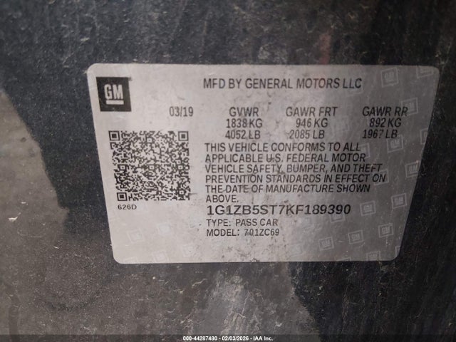 2019 CHEVROLET MALIBU 1G1ZB5ST7KF189390 Photo 8