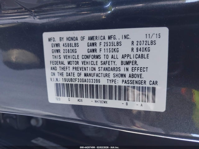 Aukcja sprzedaży 2016 Acura Tlx V6, vin: 19UUB2F30GA003396, numer aukcji: 44287499