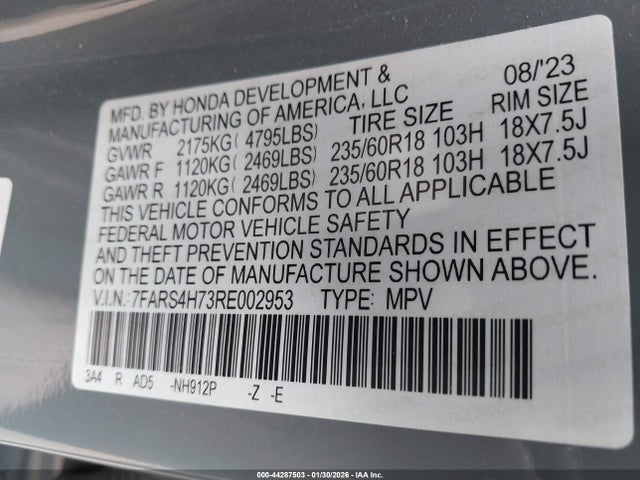 7FARS4H73RE002953 Honda Cr-v Ex-l Awd