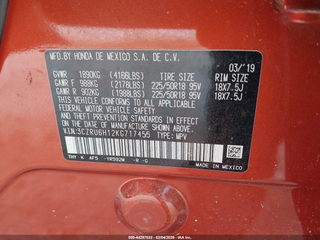 Honda HR-V SPORT 2019 3CZRU6H12KG717455 Image 9