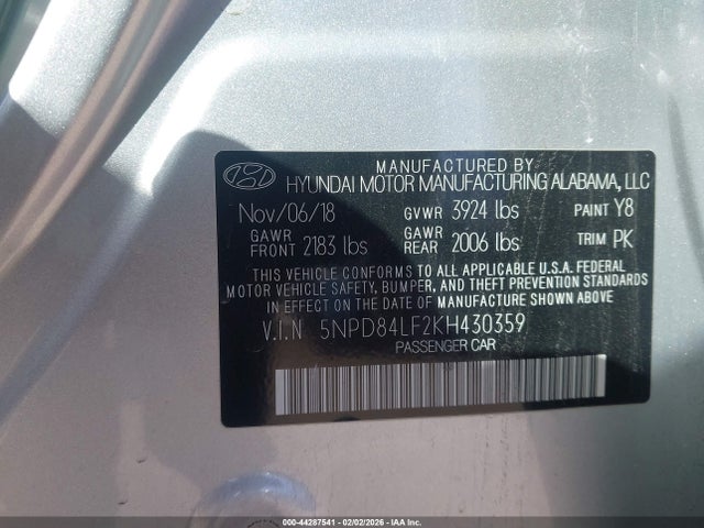 Hyundai ELANTRA SEL 2019 5NPD84LF2KH430359 Image 9