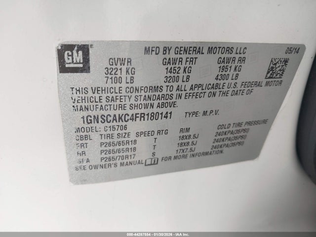 1GNSCAKC4FR180141 Chevrolet Tahoe Ls