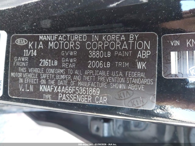 KNAFX4A66F5361869 KIA FORTE LX