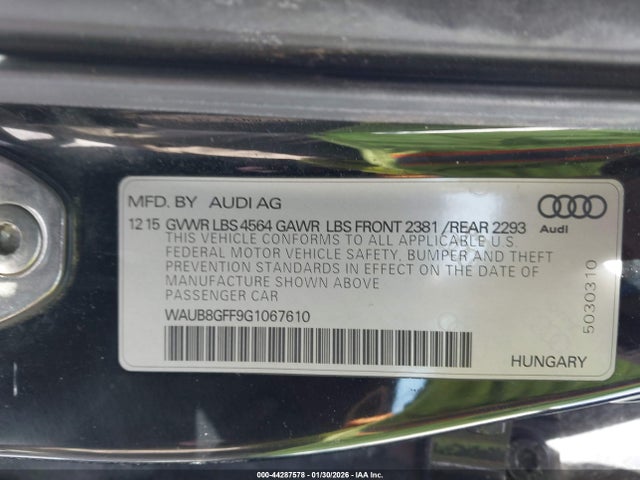 Продажа на аукционе авто 2016 Audi A3 2.0t Premium, vin: WAUB8GFF9G1067610, номер лота: 44287578