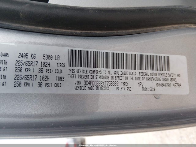 2019 DODGE JOURNEY 3C4PDCBB2KT758382 Photo 8