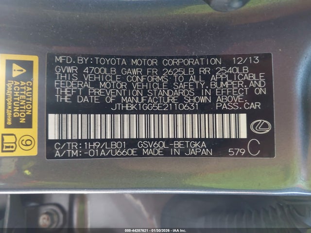 JTHBK1GG5E2110631 Lexus ES 350