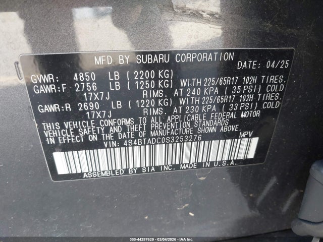 Subaru Outback Premium 2025 4S4BTADC0S3253276 Image 9