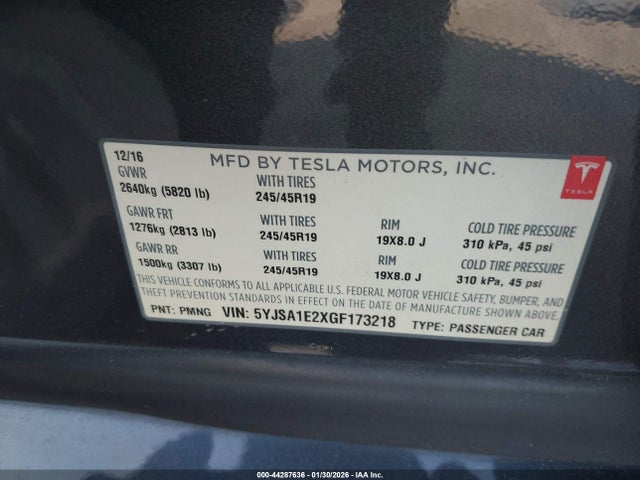 5YJSA1E2XGF173218 Tesla MODEL S