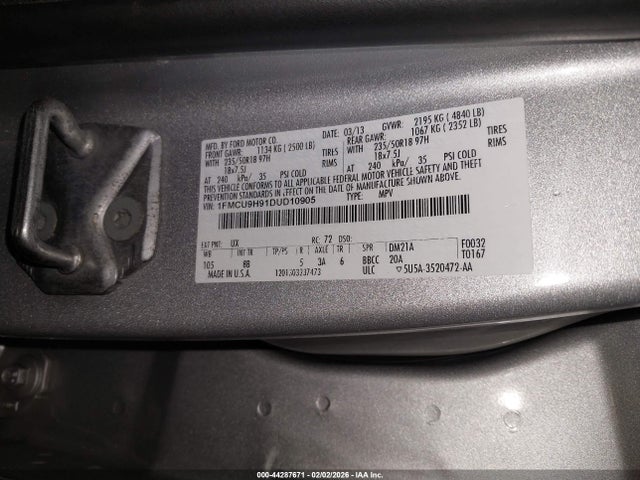 Aukcja sprzedaży 2013 Ford Escape Sel, vin: 1FMCU9H91DUD10905, numer aukcji: 44287671