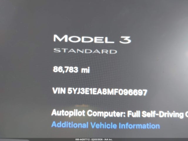Tesla Model 3 Standard Range Plus Rear-wheel Drive 2021 5YJ3E1EA8MF096697 Image 16