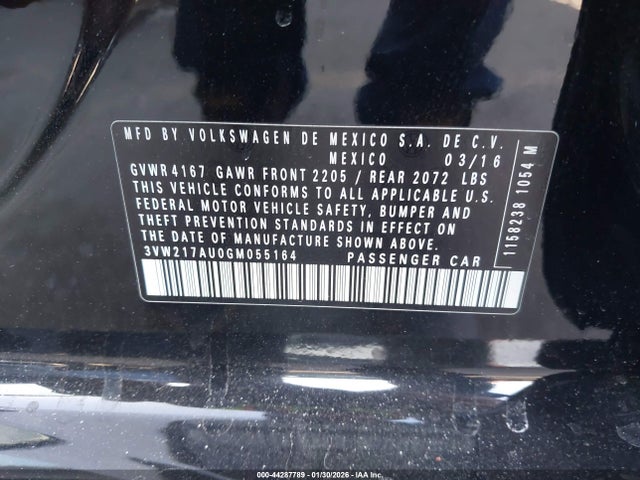Продаж на аукціоні авто 2016 Volkswagen Golf Tsi S 4-door, vin: 3VW217AU0GM055164, номер лоту: 44287789
