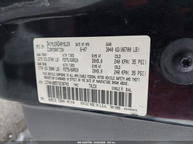 Aukcja sprzedaży 2007 Dodge Ram 1500 Slt, vin: 1D7HA18257S238703, numer aukcji: 44287798