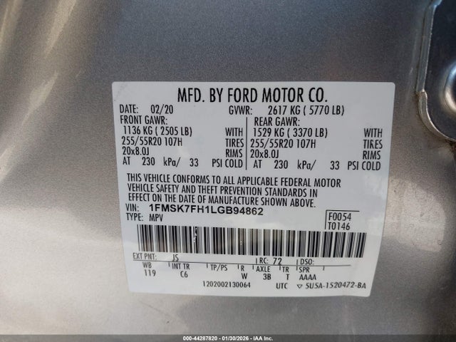 1FMSK7FH1LGB94862 Ford Explorer Limited