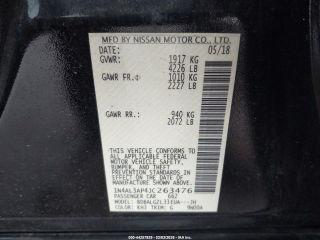 Nissan Altima 2.5 S 2018 1N4AL3AP4JC263476 Image 9