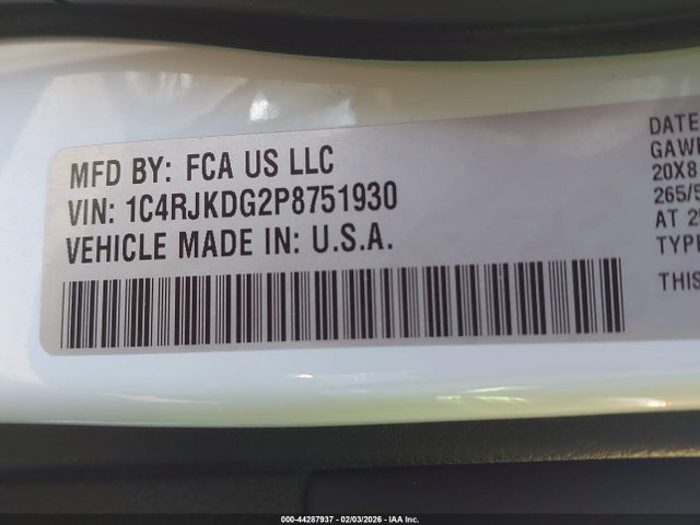 1C4RJKDG2P8751930 Jeep Grand Cherokee L Overland 4x4