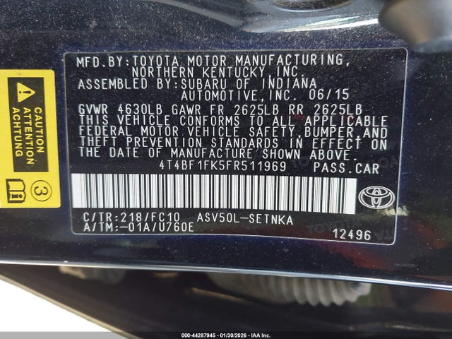 Toyota CAMRY LE 2015 4T4BF1FK5FR511969 Image 9