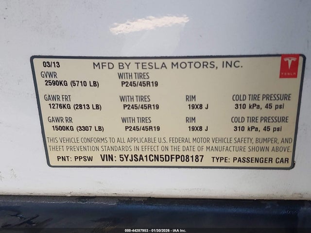 2013 TESLA MODEL S 5YJSA1CN5DFP08187 Photo 8