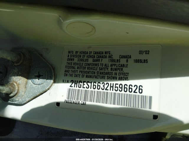 2002 HONDA CIVIC 2HGES16632H596626 Photo 8