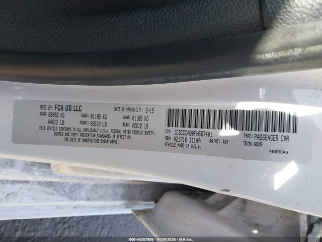 Aukcja sprzedaży 2015 Chrysler 200 Limited, vin: 1C3CCCAB0FN667401, numer aukcji: 44287959