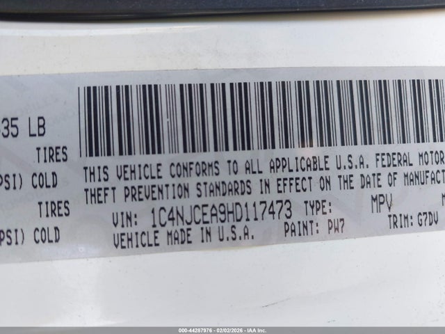 1C4NJCEA9HD117473 Jeep Compass Latitude Fwd