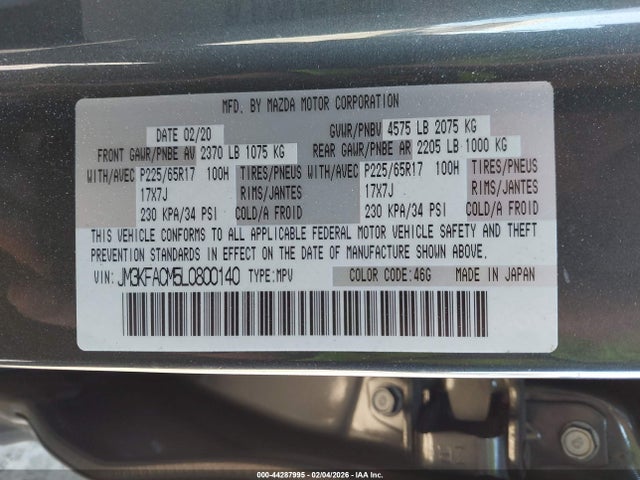 JM3KFACM5L0800140 Mazda Cx-5 Touring