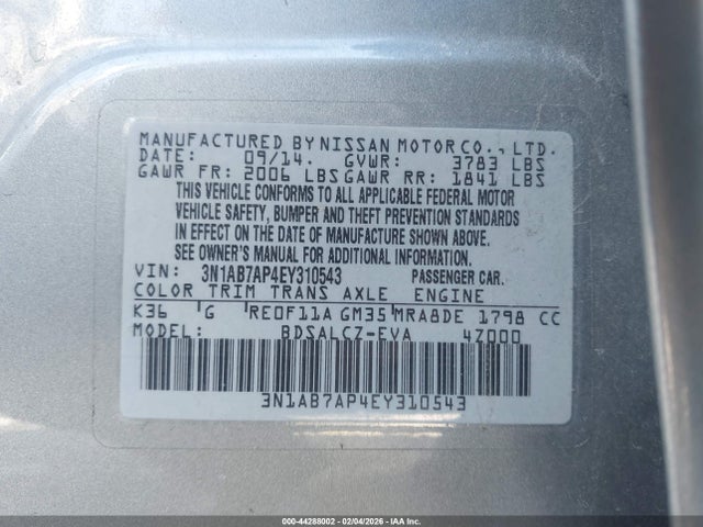 3N1AB7AP4EY310543 Nissan SENTRA S