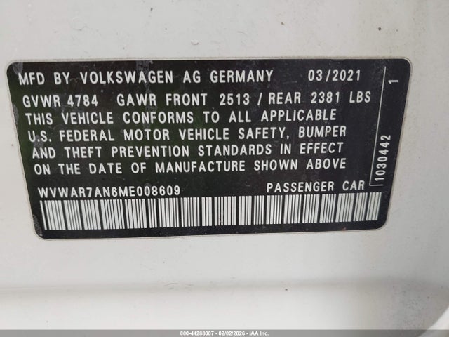 2021 VOLKSWAGEN ARTEON WVWAR7AN6ME008609 Photo 8