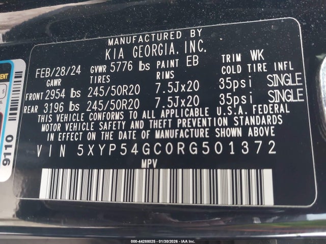 5XYP54GC0RG501372 KIA Telluride Sx