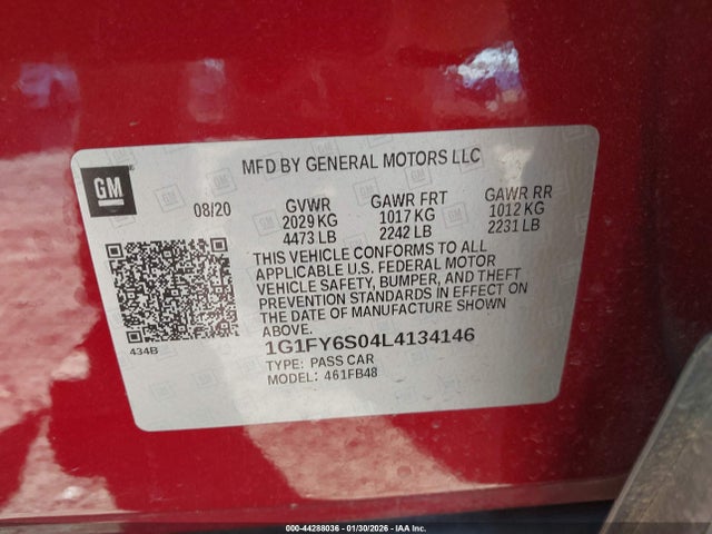 1G1FY6S04L4134146 Chevrolet Bolt Ev Fwd Lt