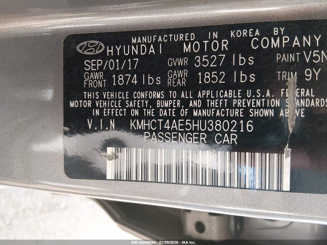 KMHCT4AE5HU380216 Hyundai ACCENT SE