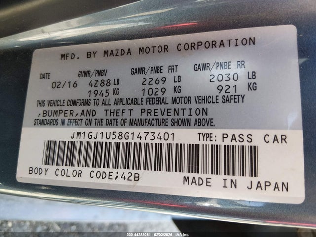 Продаж на аукціоні авто 2016 Mazda Mazda6 I Sport, vin: JM1GJ1U58G1473401, номер лоту: 44288051