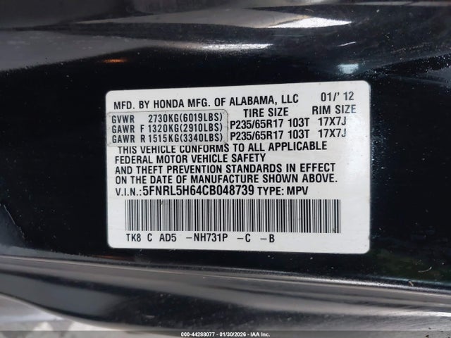 2012 HONDA ODYSSEY 5FNRL5H64CB048739 Photo 8
