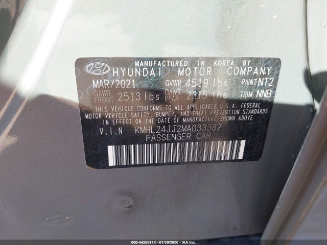 KMHL24JJ2MA033387 Hyundai Sonata Blue