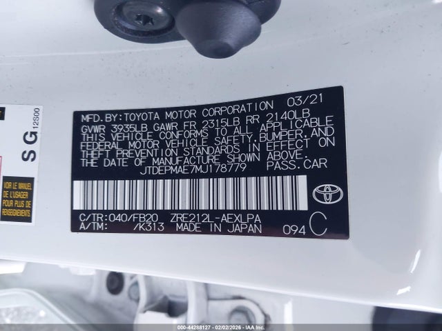2021 TOYOTA COROLLA JTDEPMAE7MJ178779 Photo 8