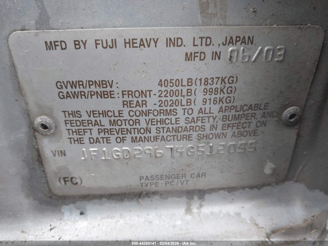 2004 SUBARU IMPREZA JF1GD29674G512055 Photo 8