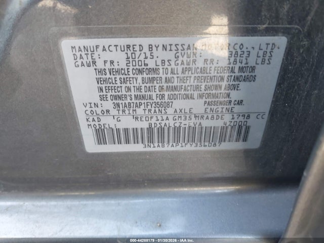 Nissan SENTRA S 2015 3N1AB7AP1FY356087 Image 9