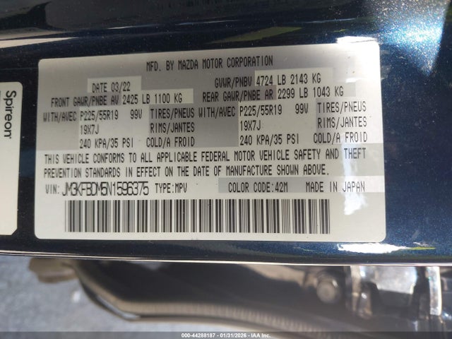 JM3KFBDM5N1596375 Mazda Cx-5 2.5 S Premium