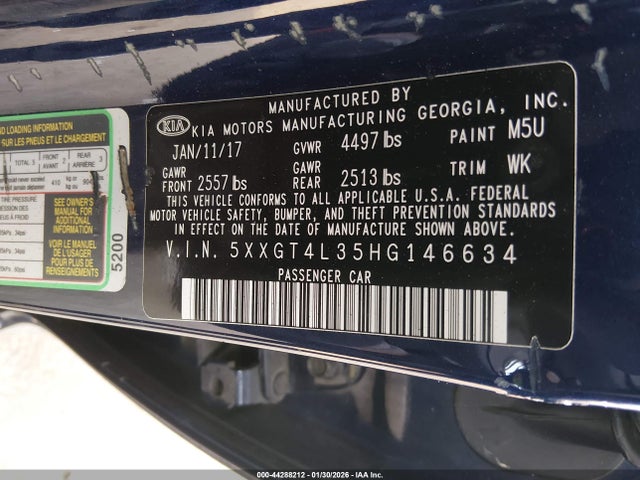 5XXGT4L35HG146634 KIA Optima Lx
