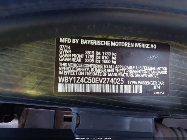 WBY1Z4C50EV274025 BMW I3 Base W/range Extender