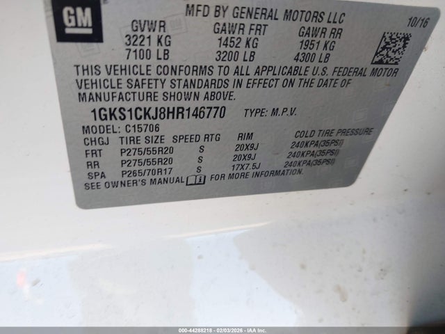 Aukcja sprzedaży 2017 Gmc Yukon Denali, vin: 1GKS1CKJ8HR146770, numer aukcji: 44288218