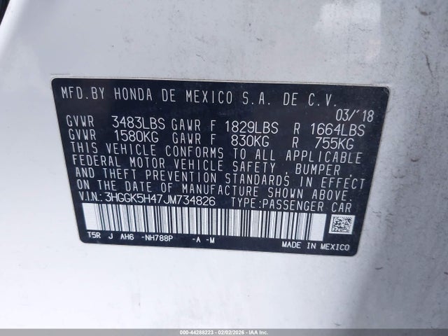 3HGGK5H47JM734826 Honda FIT LX
